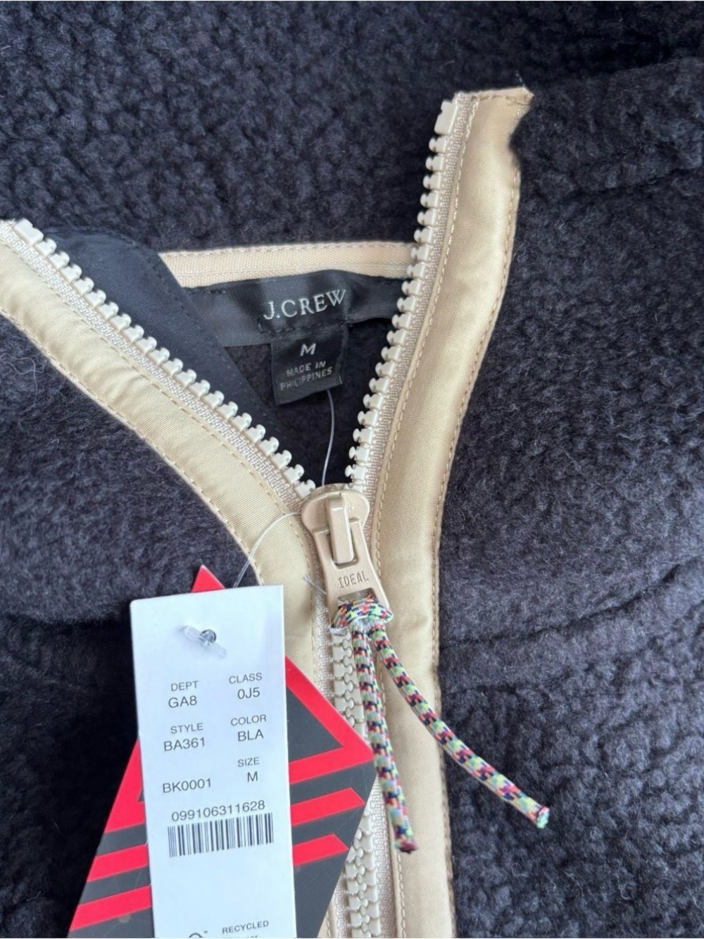 J.Crew Polartec Black Teddy Half-Zip Fleece - Picture 6 of 7